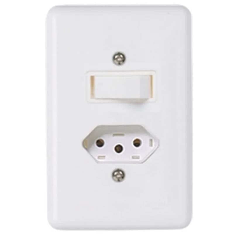 Conjunto Interruptor Simples + 1 Tomada 10a Stylus Ilumi