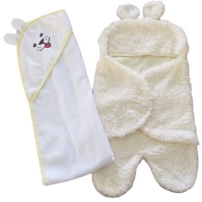 Kit Saco de dormir Bebe Recém Nascido e toalha com capuz e Orelhinha para bebe