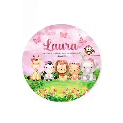 Quadro Decorativo Enfeite Porta Maternidade Safari Em Mdf Nome  Menina