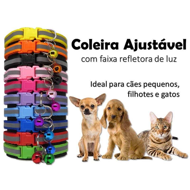 Coleira para cachorro e gato ajustável