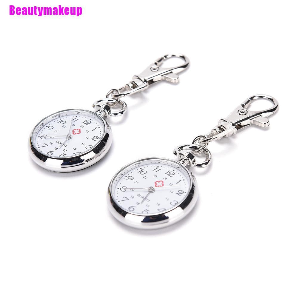 Beautymakeup Relógio De Bolso Quartzo De Aço Inoxidável Com Corrente Para Chaveiro