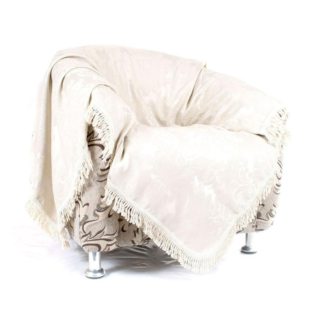 Manta Xale para Sofá Bege 2,30m x 1,50m Jacquard Grande