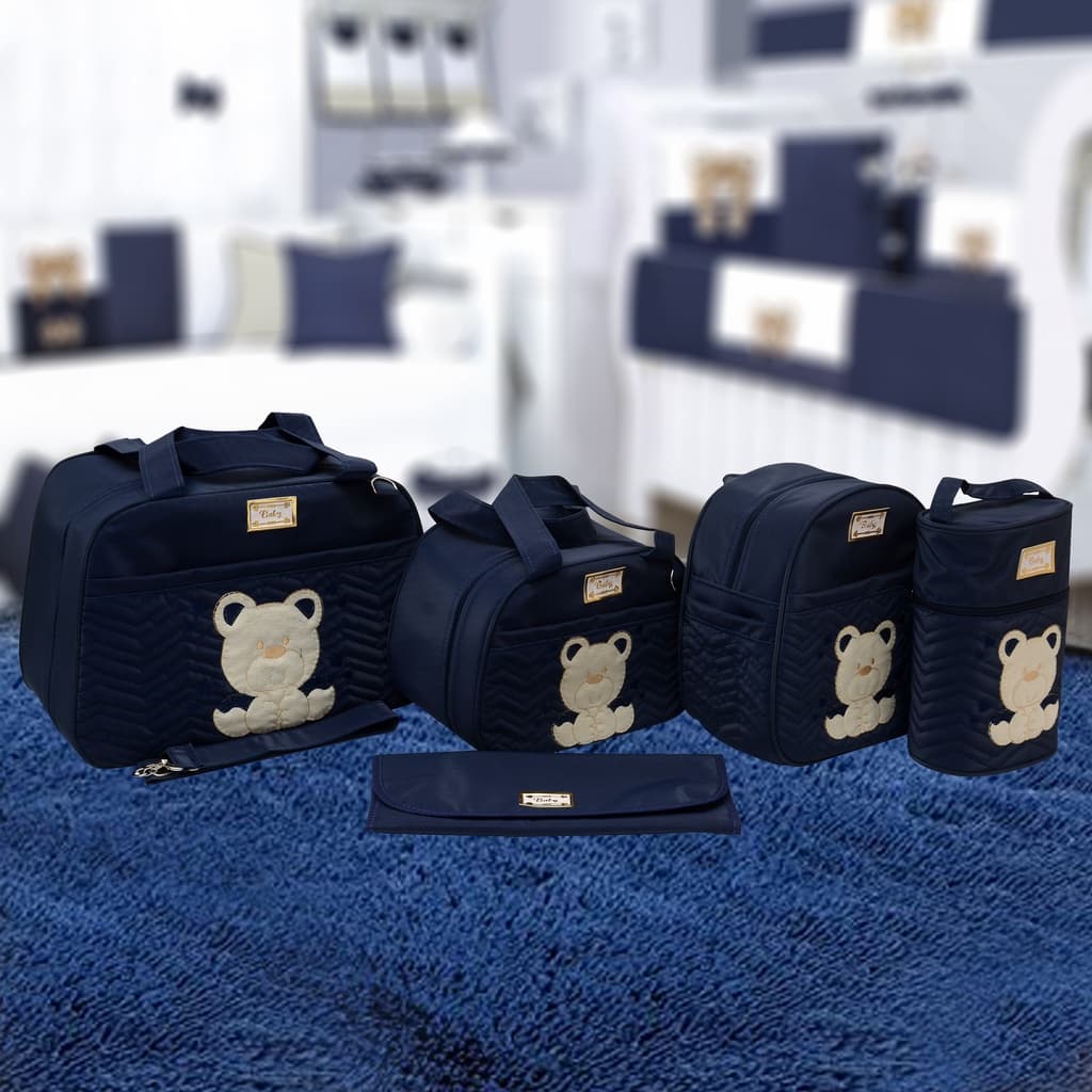 Kit bolsa mala bebê maternidade com mochila de costas para gestante completo 5 peças masculino