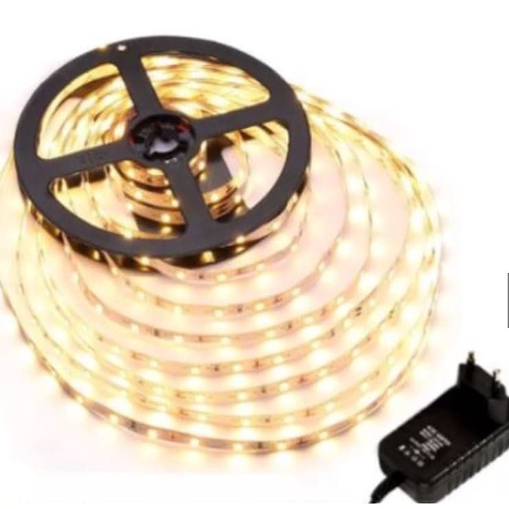 Fita De Super Led Branca Quente 3000k Ip20 5mts 3528 12v + FONTE BIVOLT  promoção Promoção