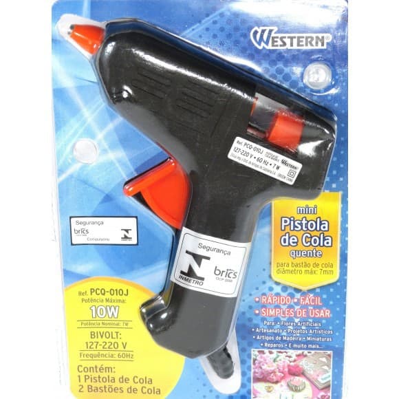Pistola de Cola Quente  Pequena - Para Cola Bastão 7mm - Potência Máxima 10W Bivolt
