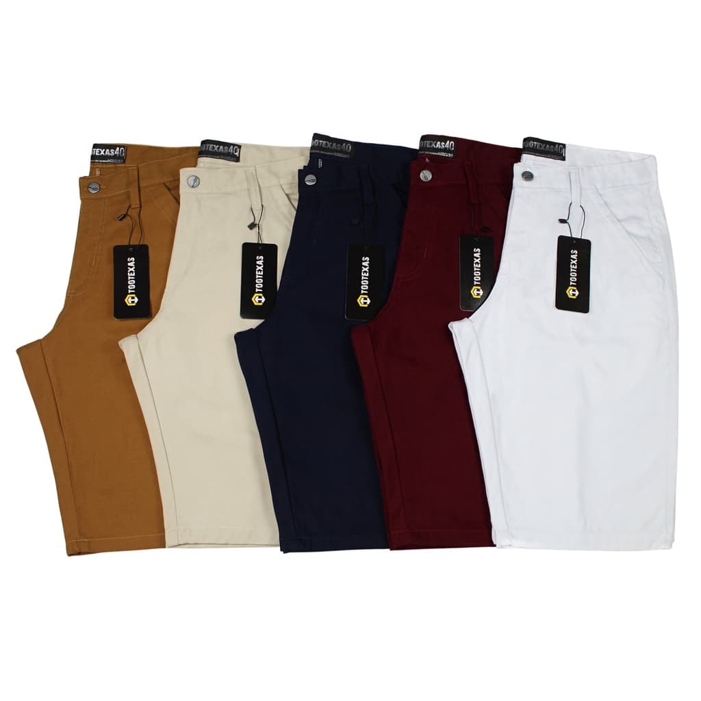 Kit 3 Bermudas Masculinas Colorida Sarja Brim
