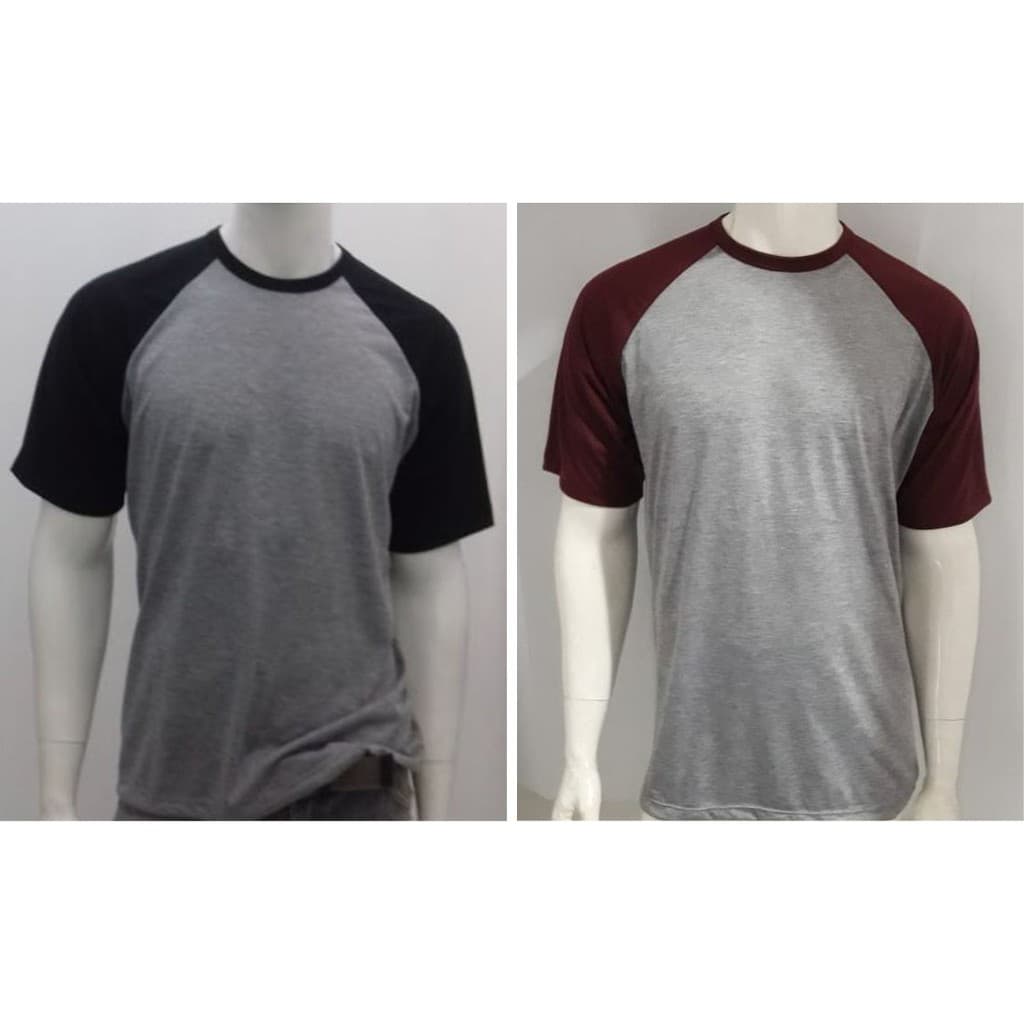 Camiseta raglan cinza mescla de qualidade 100%poliéster gramatura 165