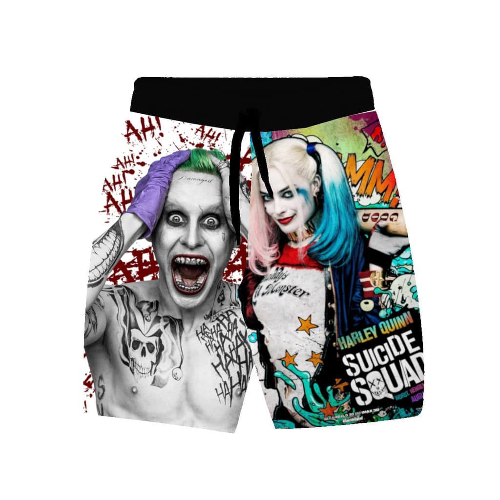 Bermuda Masculina de Moletom Estampada por Sublimação Coringa VS Arlequina A37