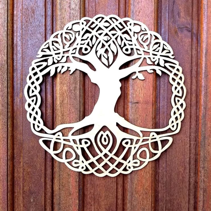 Mandala Yggdrasil vazado arvore da vida mdf Quadro decorativo para casa geometria sagrada