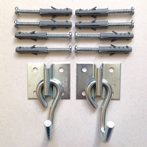 Gancho Armador Rede de Descanso Kit Par com Parafusos e Buchas 10mm Completo - Suporte Reforçado de Aço.