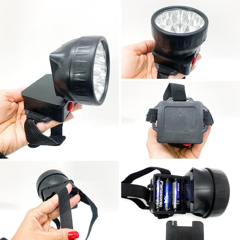 Farol de 7LED p/ Cabeça Pesca Camping com Luz de Emergência Lanterna Bicicleta BikeTrilha