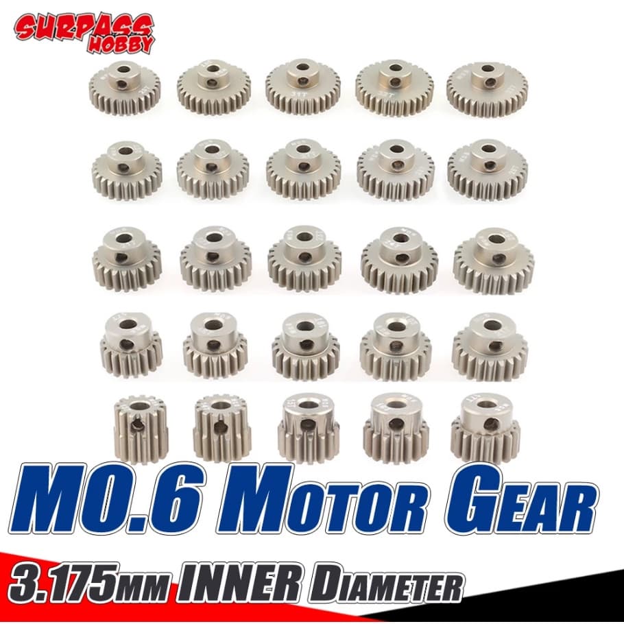 Engrenagem De motor De Pinhão Surpass Hobby M0.6 3.175mm 13T-33T Para Carro RC