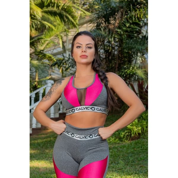 Cropped Top Detalhe Elástico Academia Fitness 10474
