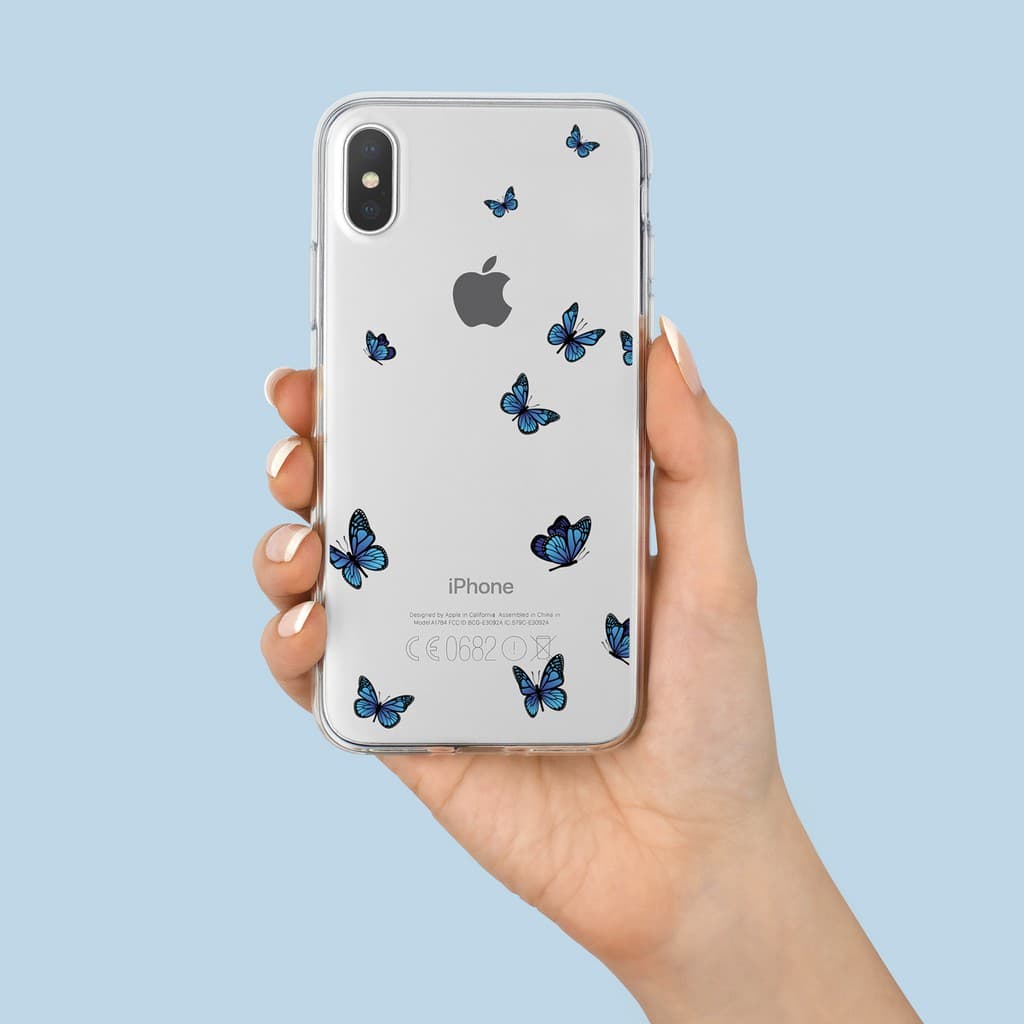 Capa Capinha de Celular de Borboletas Azuis
