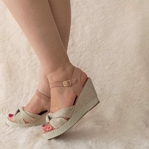 Sandália Salto Feminino Tamanco Espadrille Sandália Anabela Feminina Salto Plataforma moda