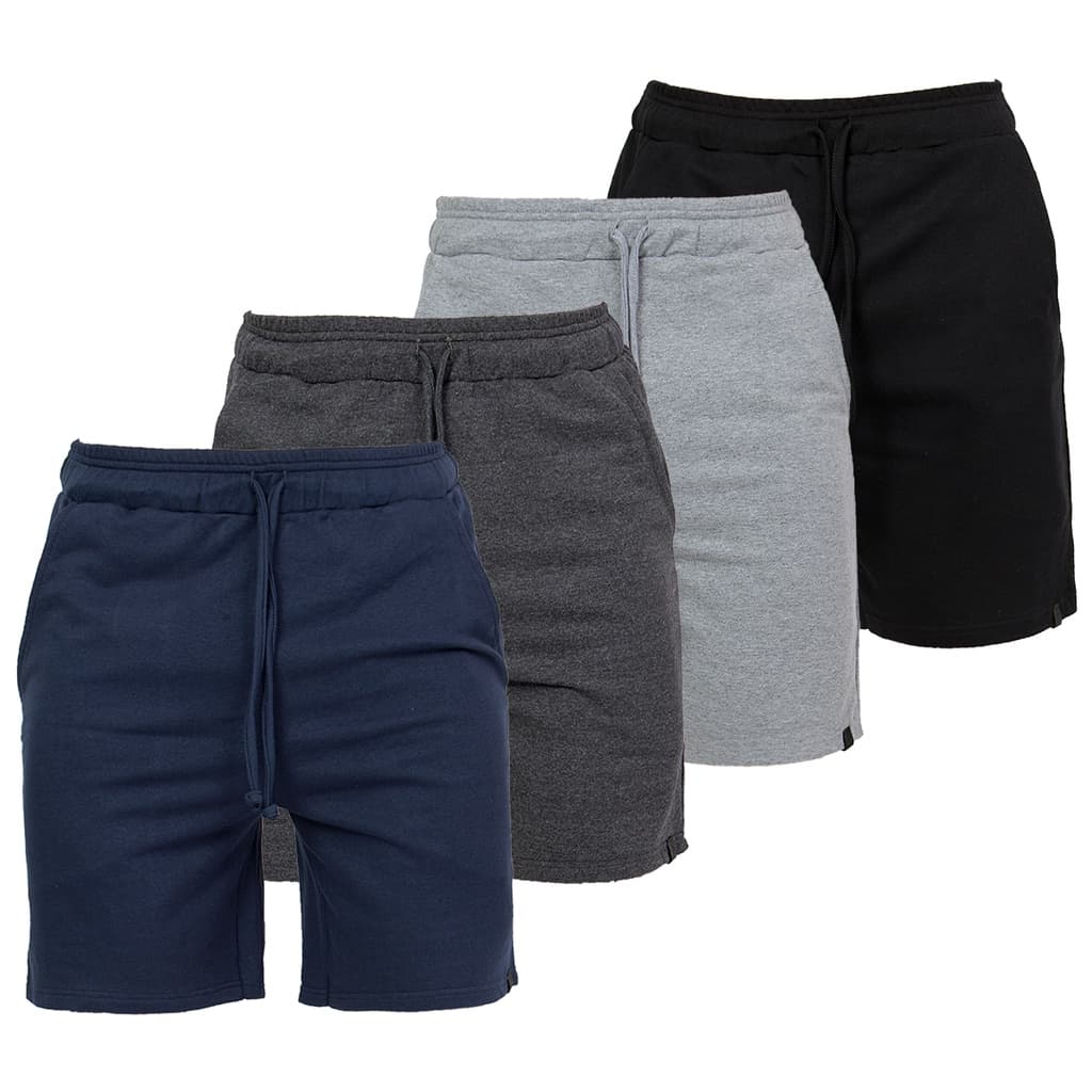Kit 4 Bermudas Moletom Masculina Academia Casual Cordão Elástico Bolsos