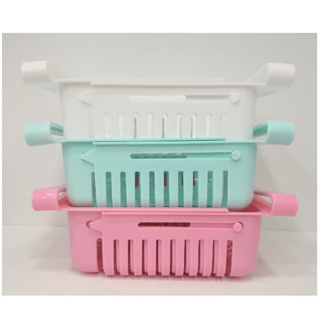 Organizador de geladeira multiuso com gaveta ajustável cesta para frutas e alimentos