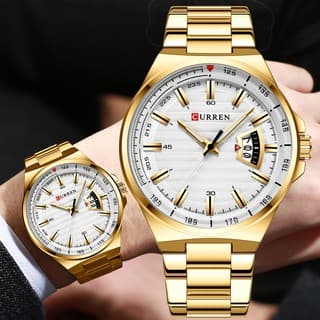 Curren Relógio De Quartzo Masculino Luxuoso À Prova D'água Em Aço Inoxidável 8375 XA