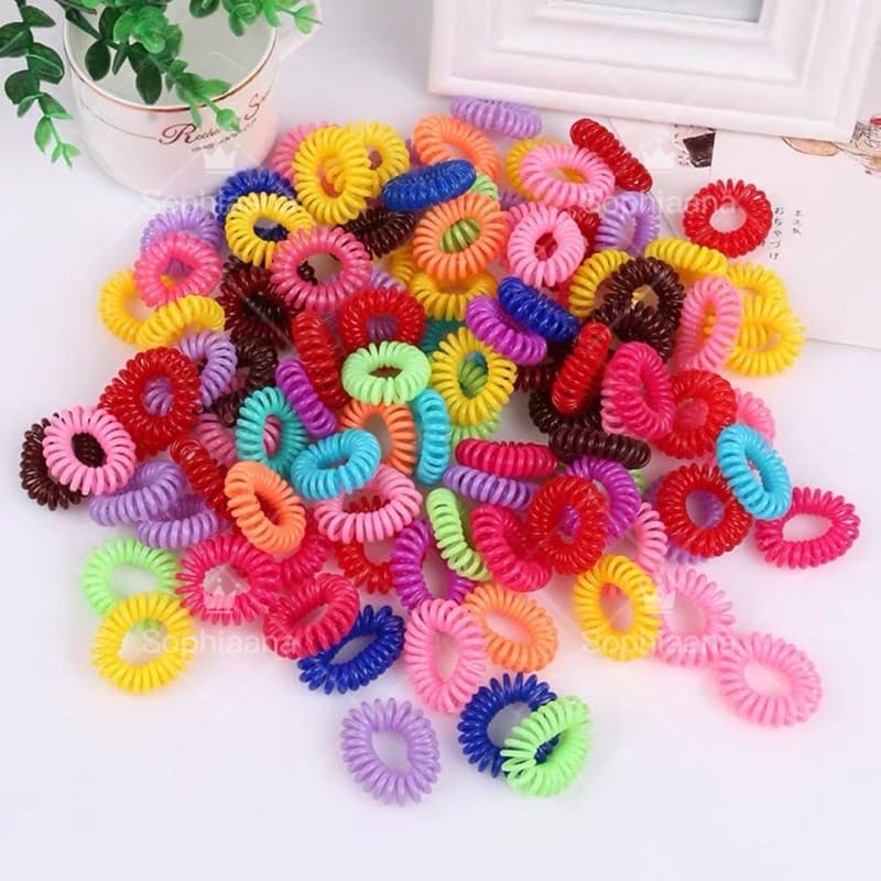 10UN Laço Xuxinha Rabicó Elástico de Cabelo Feminino Fio de Telefone Transparente, colorido,preto