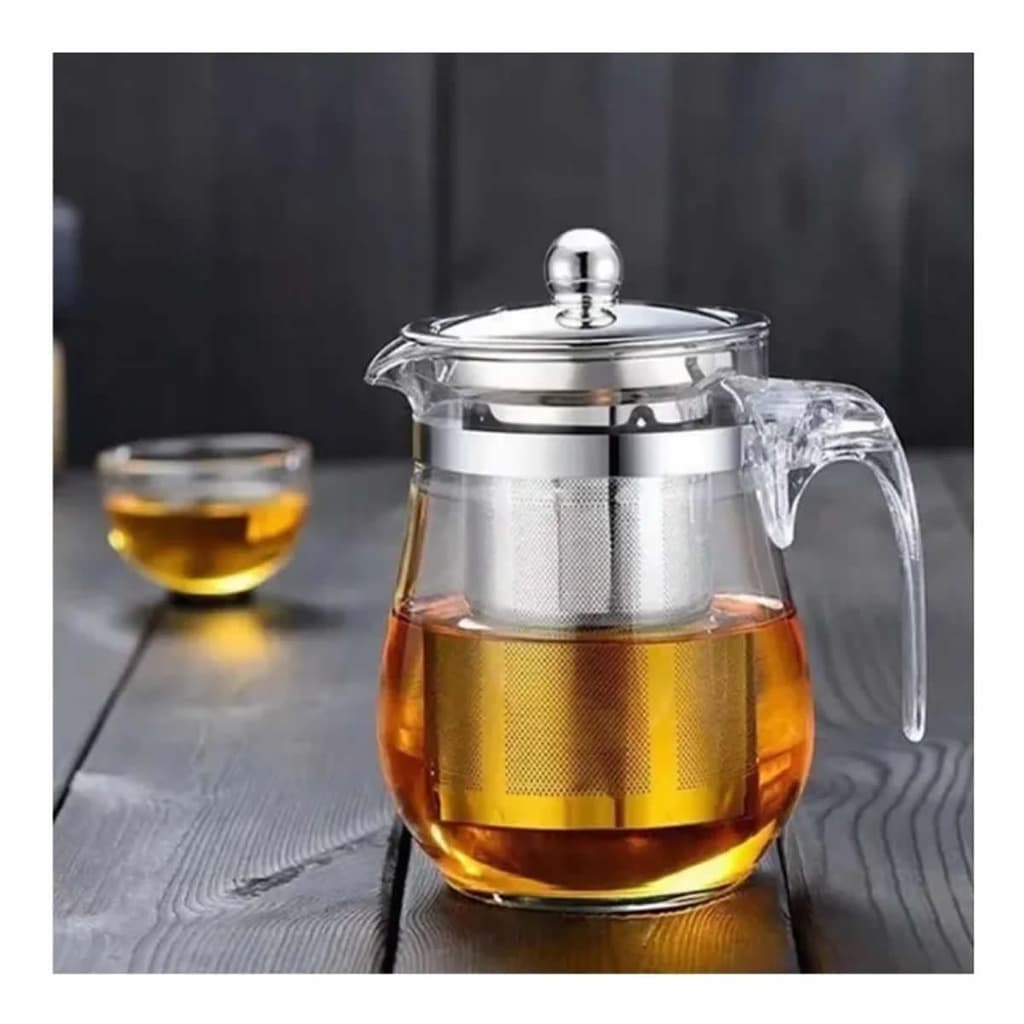 Chaleira Chá Vidro Infusor 600ml Bule Chá Promoção