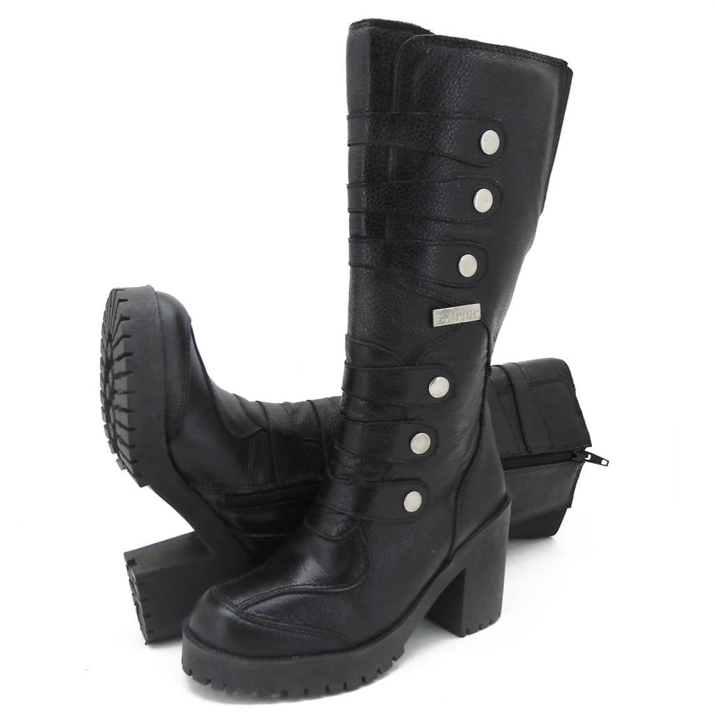 BOTA FEMININA MOTOCICLISTA ROQUEIRA COURO 9403 KM PRETO