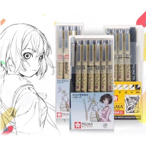 Sakura Pen/Conjunto De Ferramentas Para Desenho/Caneta De Arte Figma Micron 005/01/02/03/04/05/08/1.0/2.0/3.0
