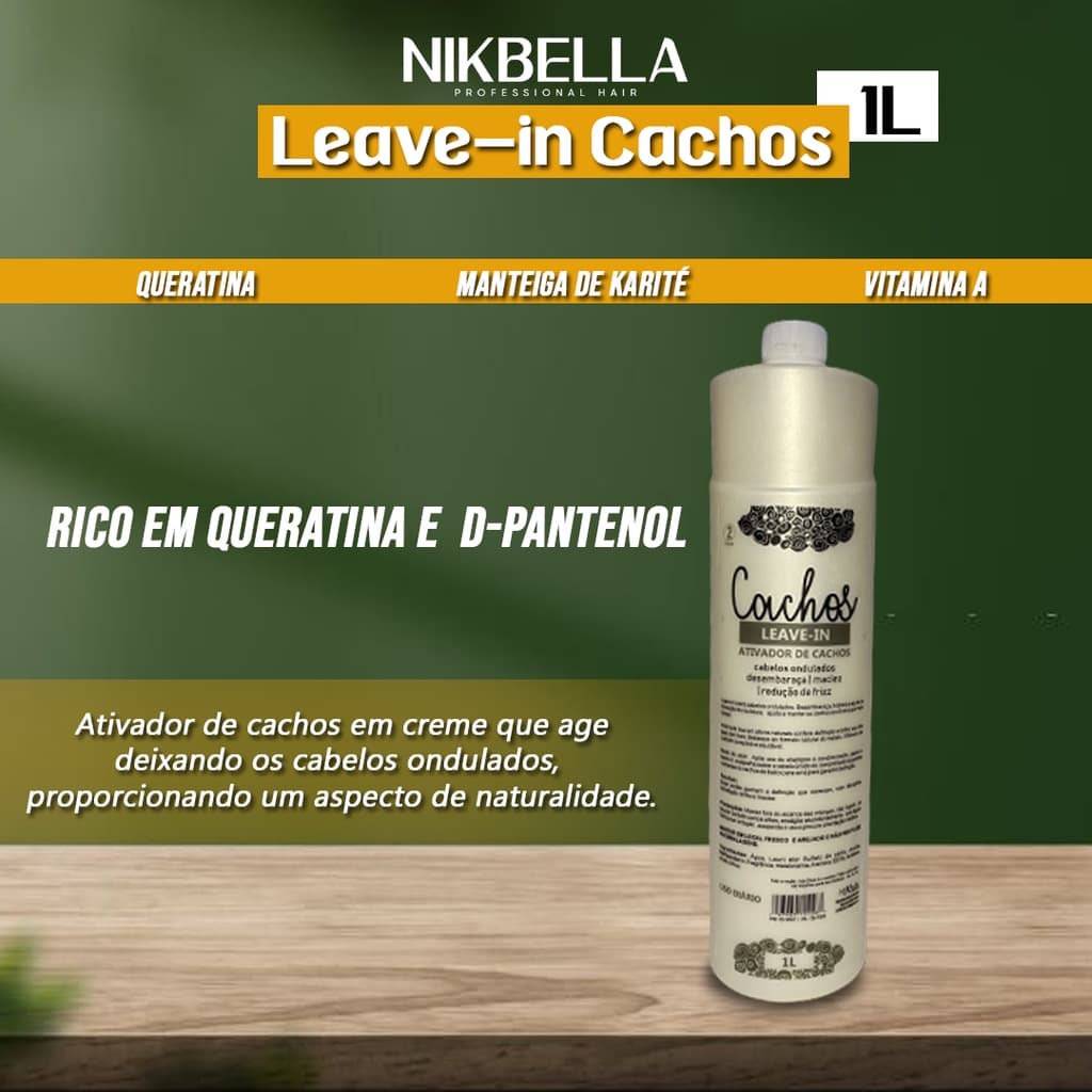 Ativador de Cachos 1 LITRO - Leave In Nikbella - cachos agora
