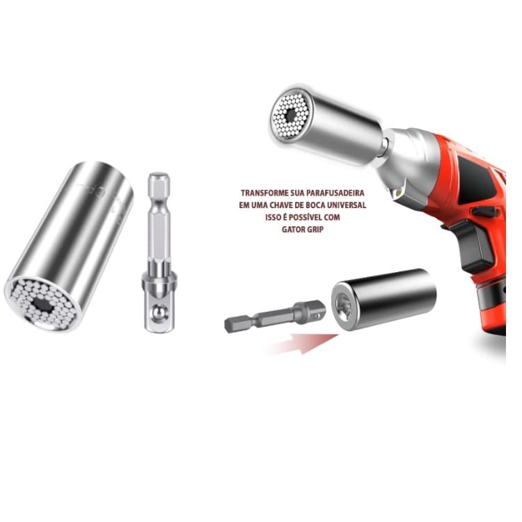 Jogo Chave Soquete Mágico  Universal E Adaptador p Parafusadeira 7 A 19 Mm Multi Função