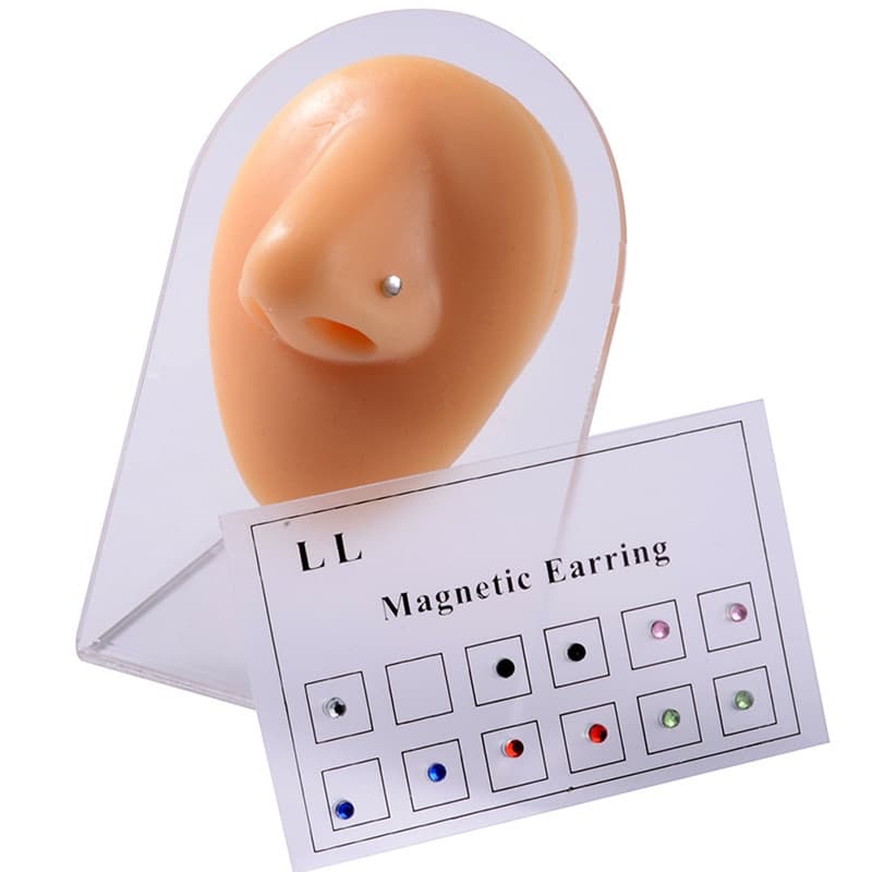 12 Pcs/Cartão De Ímã Orelha Tragus Cartilagem Lip Labret Stud Nariz Anel Jóias Cheater Falso Não Perfurados Magnética Brinco Piercings