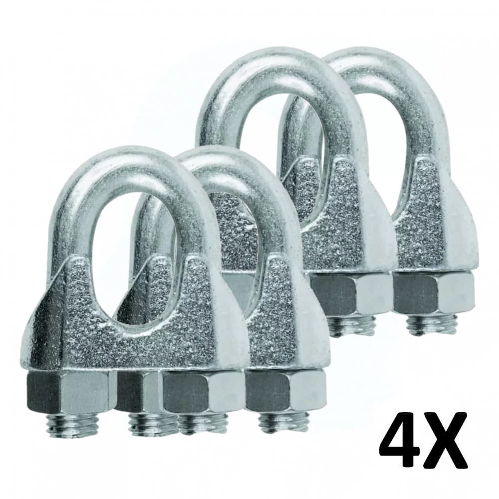 Kit 4 Clips Grampado para Cabo de Aco 3mm 1/8''