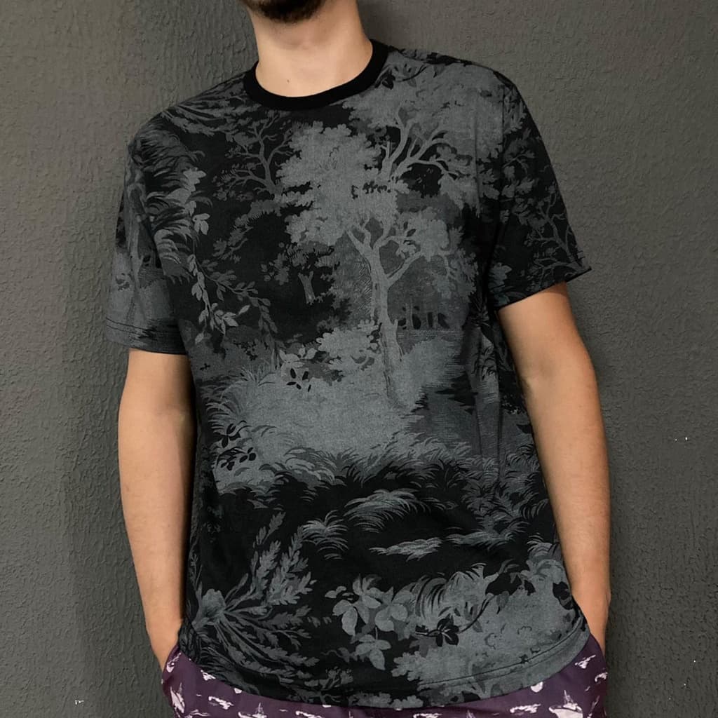 Camiseta Estampada Básica Florida Camisa Casual Estampa Realista Floral 100%algodão fio 30.1 Gola Redonda t-shirt