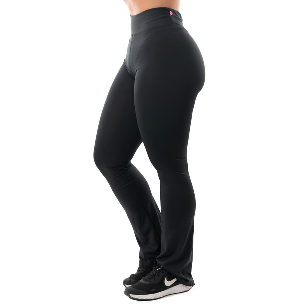 Calça Legging Flare Feminina Bailarina Suplex Boca de Sino Cintura Alta
