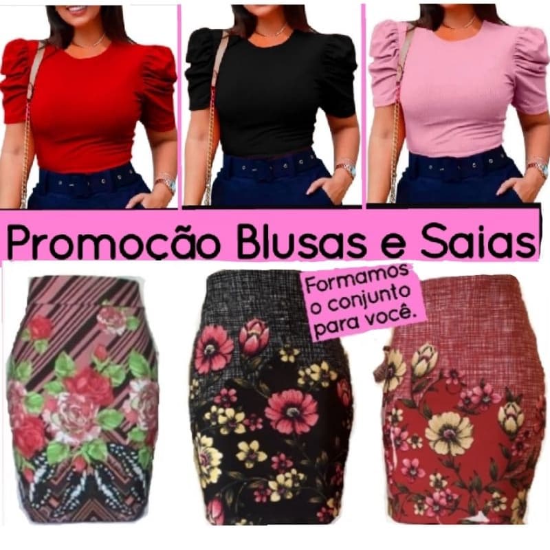 Kit evangélico saias e blusas 6 peças promoção