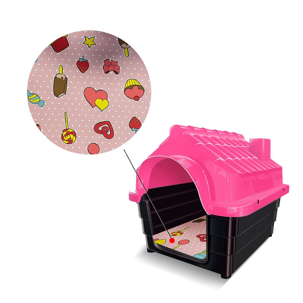 Casa Casinha Cachorro Gato Pets Cão Plástica N3 Com Colchão Porte Pequeno Desmontável Resistente