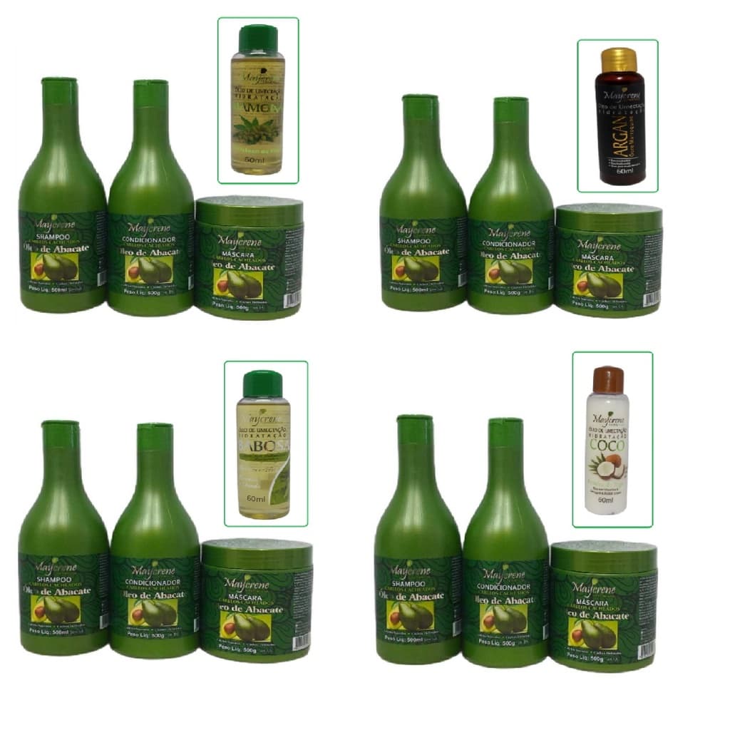 Kit Cabelos Cacheados Abacate Maycrene - 3 x 500ml - Mais Óleo Umectante da sua escolha, cabelos super nutridos