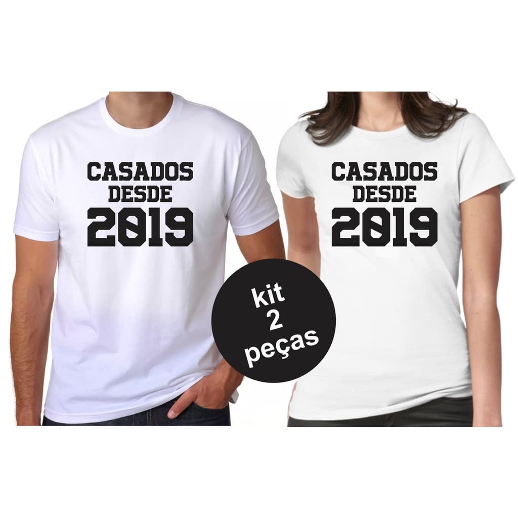Kit 2 Blusas Personalizadas Casados Desde Casal Branca