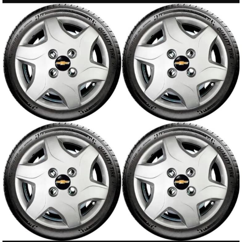 Jogo calotas aro 13 carro Celta ônix corsa classic aro 13 GM Chevrolet com emblemas