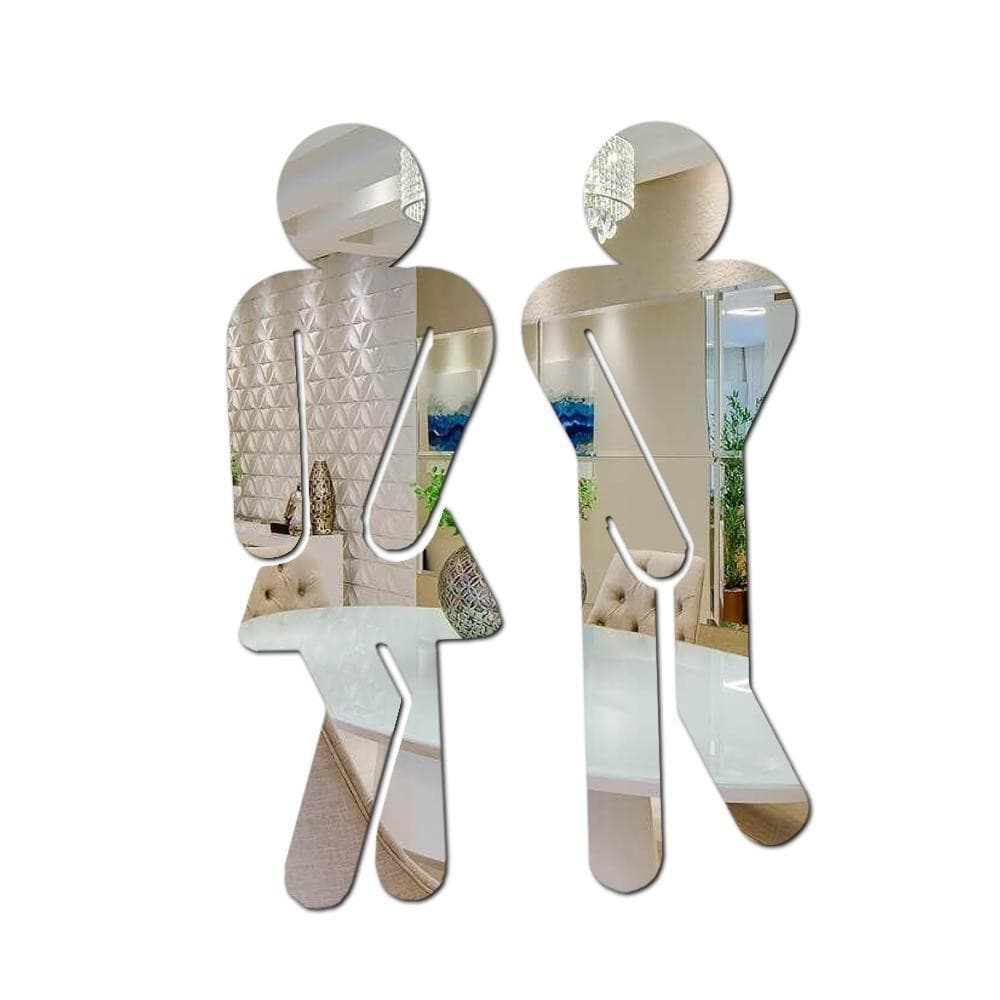 Placa Sinalização de Banheiro em Acrílico Espelhado - Conjunto de 2 Peças - Elegância e Praticidade