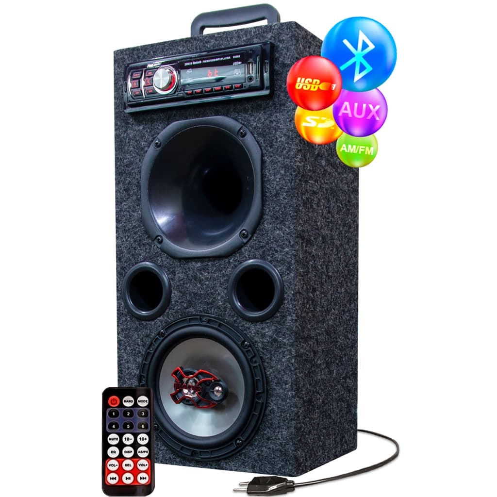 Caixa de Som Alto Falante 6 + Corneta Driver Fenolico Completa Bob  Bluetooth Usb Sd Aux Caixinha Som Grande potente