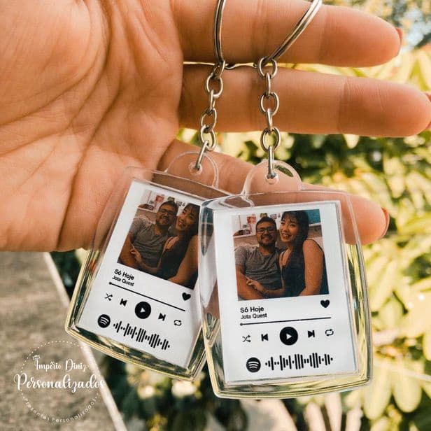 Chaveiro Personalizado com foto e musica Spotify QR CODE