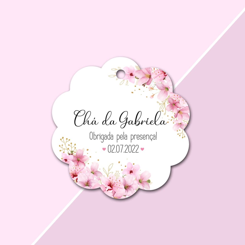 60 Tags Personalizadas Floral Lembrancinha para Casamento, Noivado, Chá de Cozinha, Aniversário