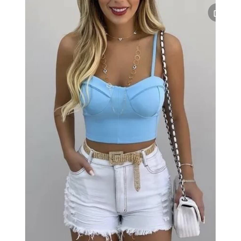 Cropped Neoprene Tendência Roupas Femenina Moda Blogueira Várias Cores Promoção