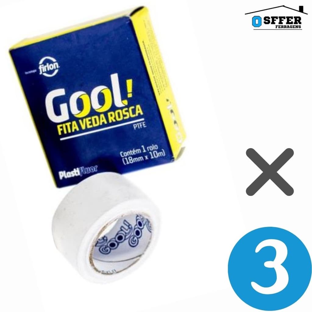 Kit Fita Veda Rosca Gool 18mm x 10 metros para hidráulica em geral