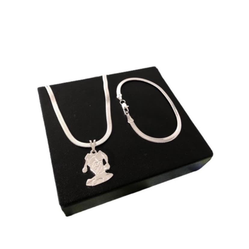 Kit  Alerquina- Feminino Corrente e Pulseira Laminada Folheada a Prata 925