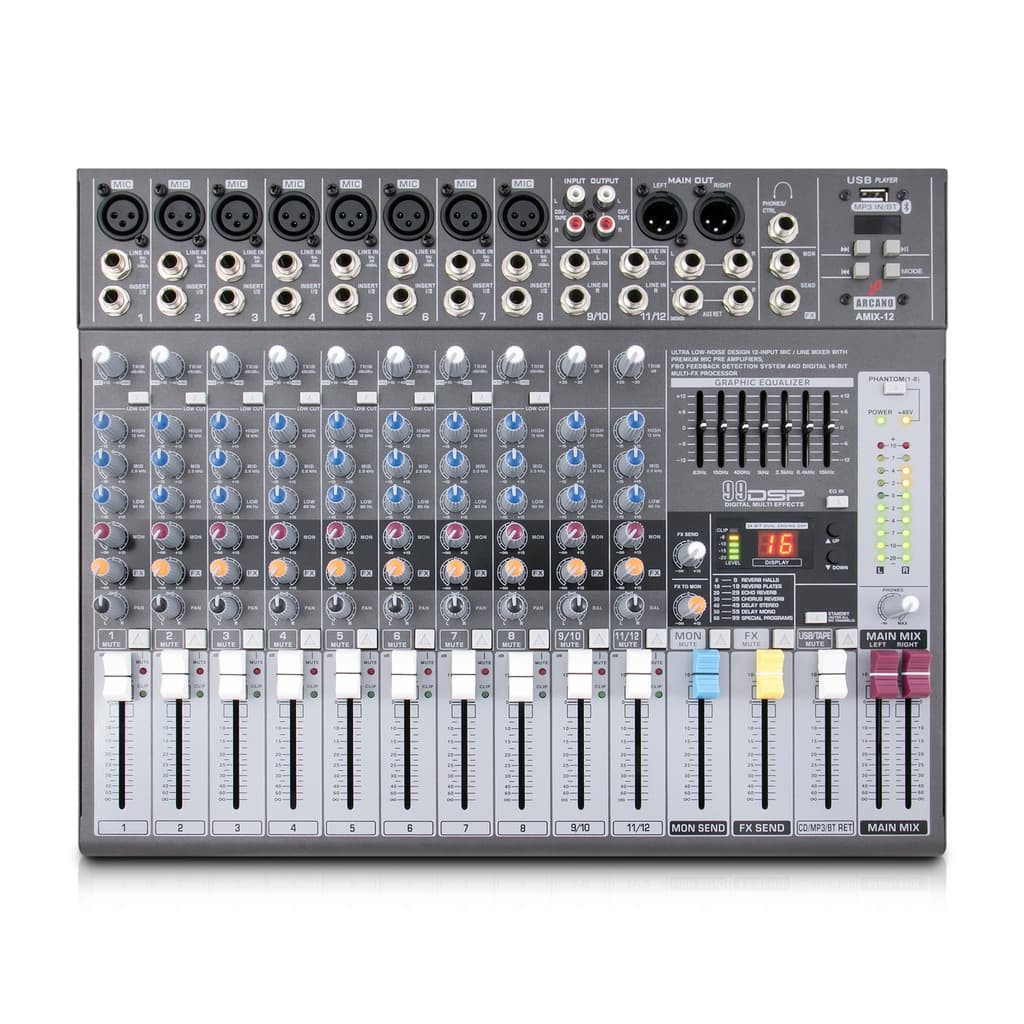 Mesa de som e interface USB Arcano AMIX-12