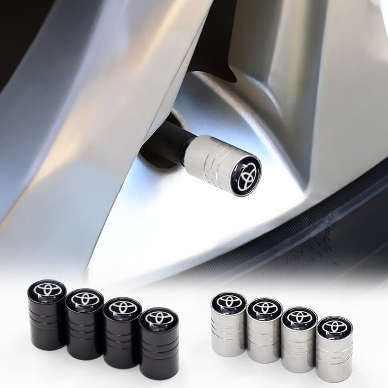 4pcs Prata/Aluminio Preto Tampão Para Pneus Do Carro Tampa Da Válvula De Ar Pneu Toyota Camry Corolla RAV4 Highlander FJ Cruiser Land Yaris