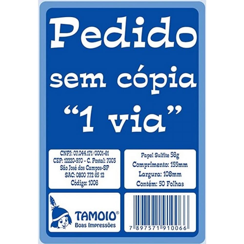 bloco de pedido 1 via 50 folhas tamoio.