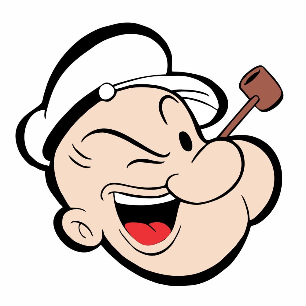 Adesivo de Moto Popeye O Marinheiro 12cm X 12cm Decoração Acessórios Biz Capacete Kid Vespa CG Twister Ninja