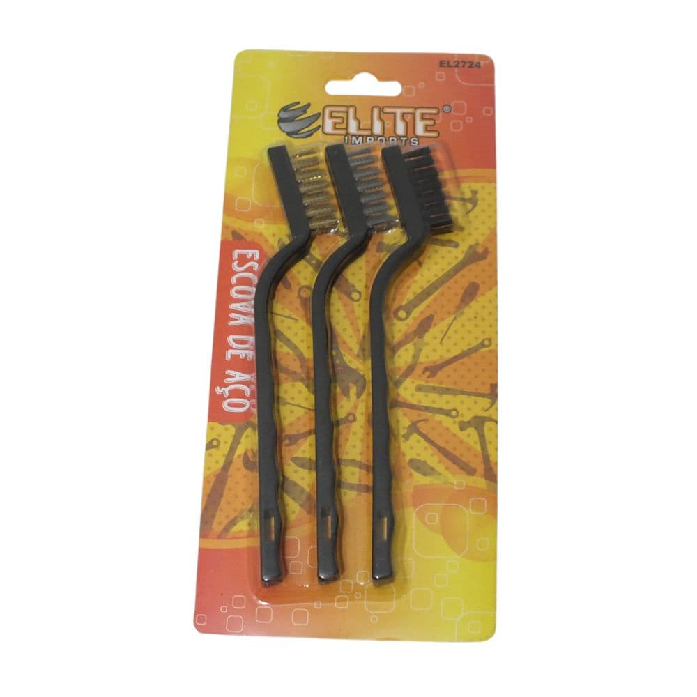 Kit com 3 Escovas Multiuso Cerdas De Aço Nylon