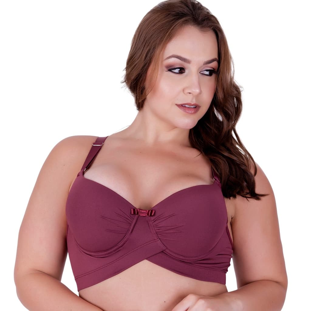 Sutiã Plus Size Base Cruzada Alça Reforçada Bojão Alice